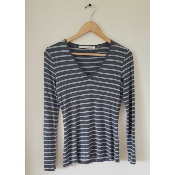 Max Studio Gray on Gray Striped Long Sleeve Women's Top Size Small - Picture 1 of 3